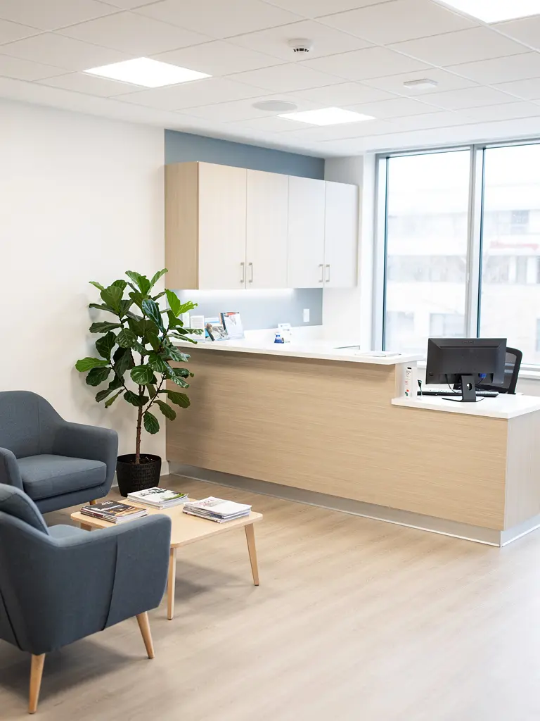 Modern medical clinic reception and consultation area