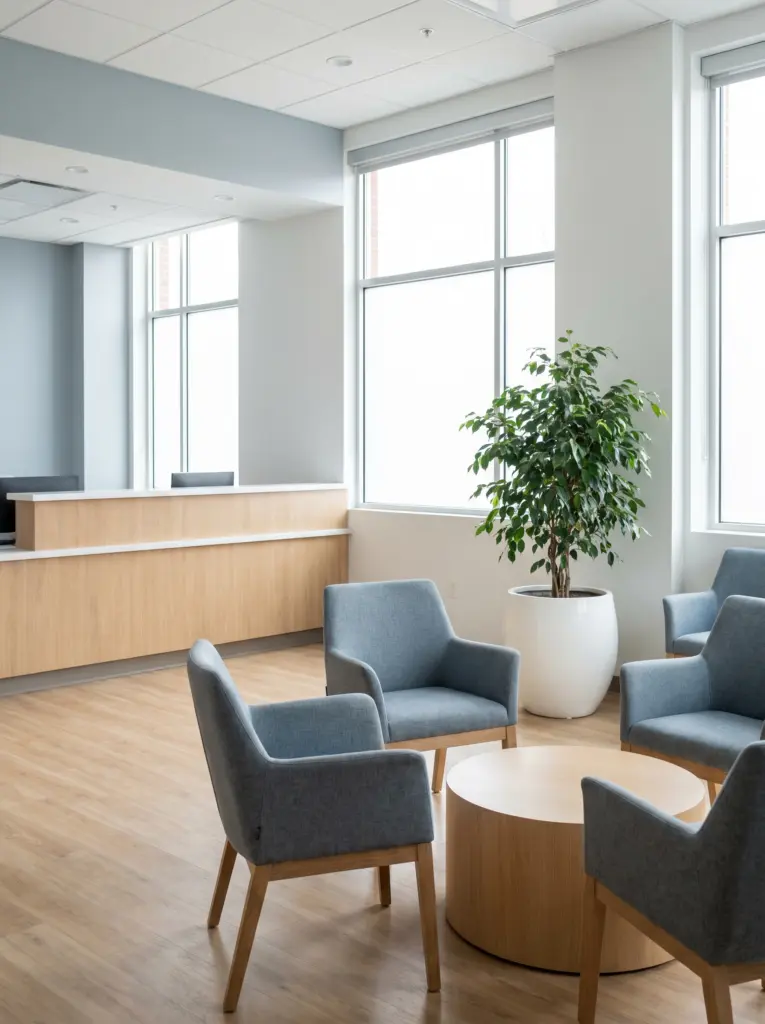 Modern medical clinic reception and consultation area